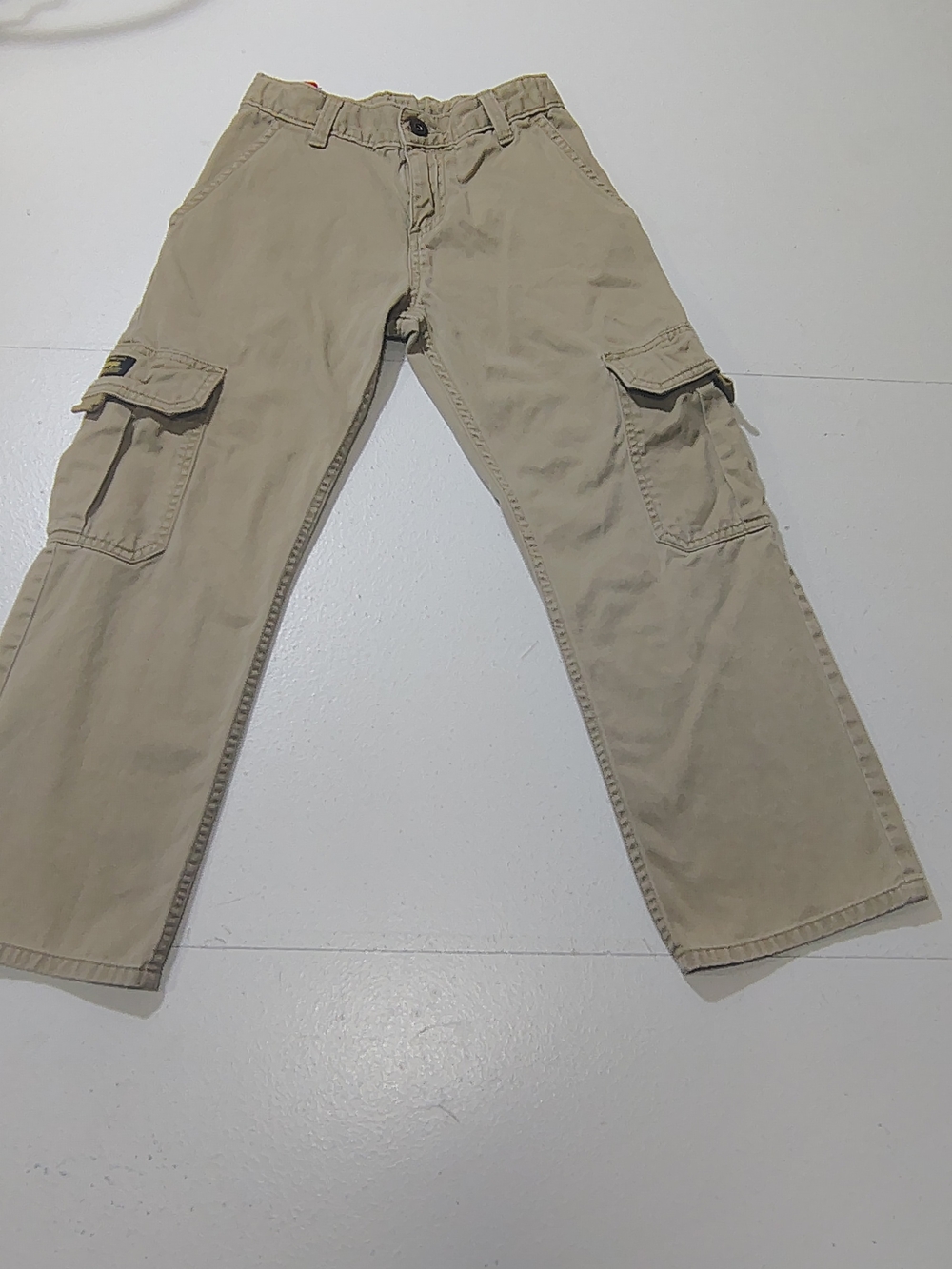 Wrangler Boys Cargo Pants Size 8 Slim Khaki 100% Cotton Adjustable Waist